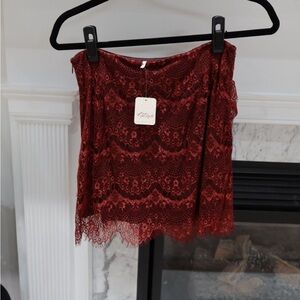 Free people red mini skirt, new with tags